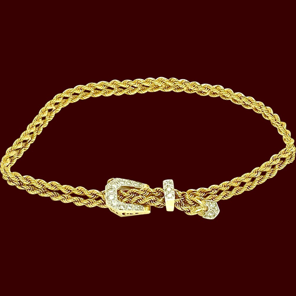 🤠 Unique 14k Gold & Diamond Buckle Bracelet